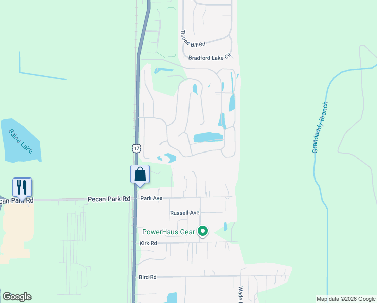 map of restaurants, bars, coffee shops, grocery stores, and more near 270 Northside Drive South in Jacksonville