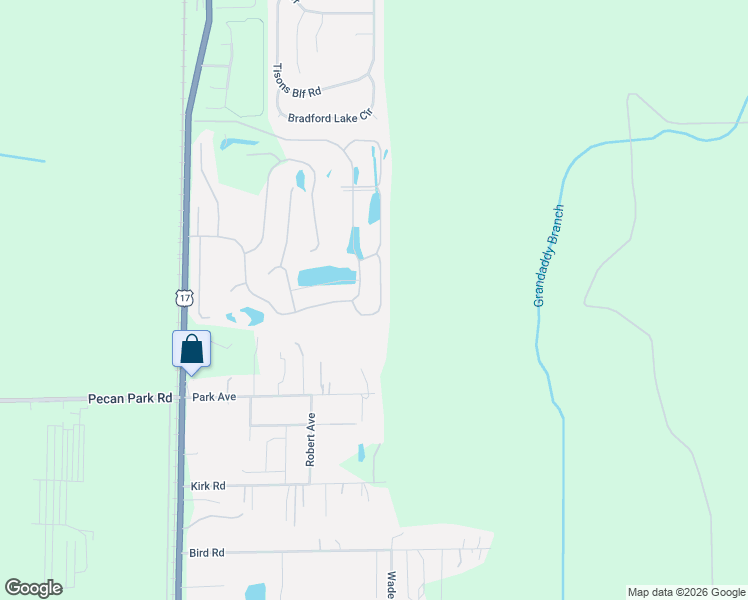 map of restaurants, bars, coffee shops, grocery stores, and more near 400 Ponderosa Drive in Jacksonville