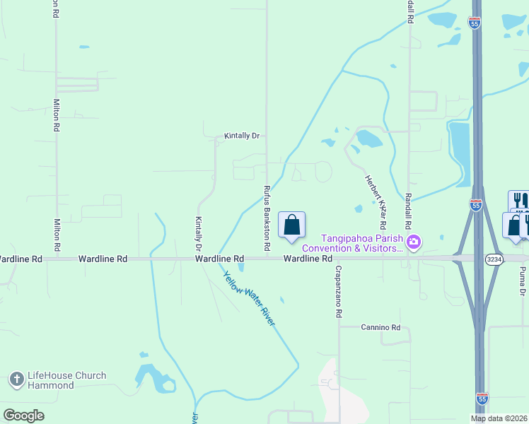 map of restaurants, bars, coffee shops, grocery stores, and more near 46181 Rufus Bankston Road in Tickfaw