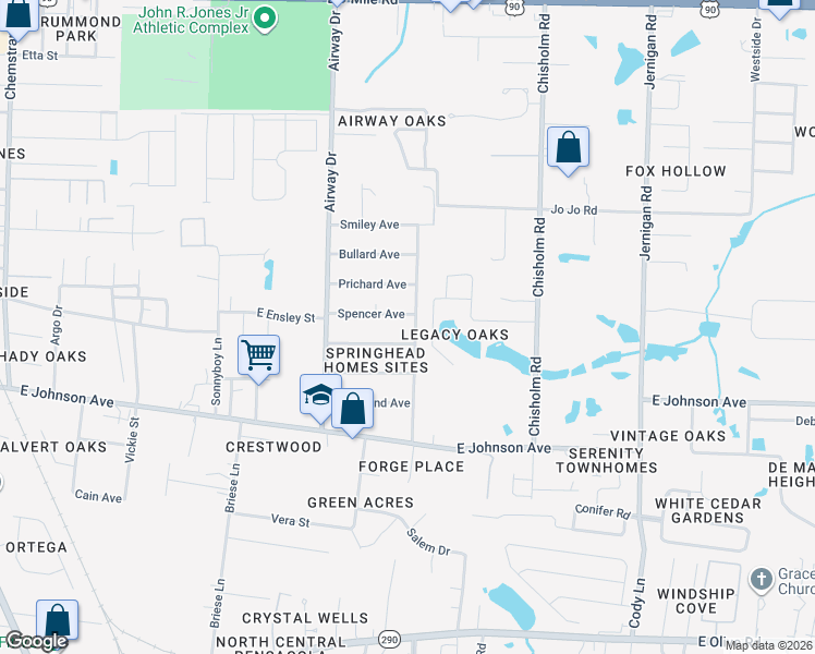 map of restaurants, bars, coffee shops, grocery stores, and more near 700 Spencer Avenue in Pensacola