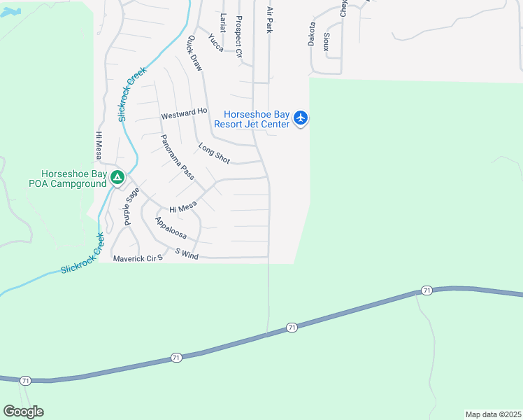 map of restaurants, bars, coffee shops, grocery stores, and more near 106 Cap Rock Drive in Horseshoe Bay