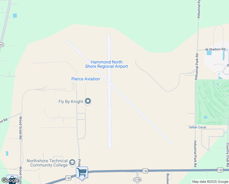 map of restaurants, bars, coffee shops, grocery stores, and more near 600 North Airport Road in Hammond