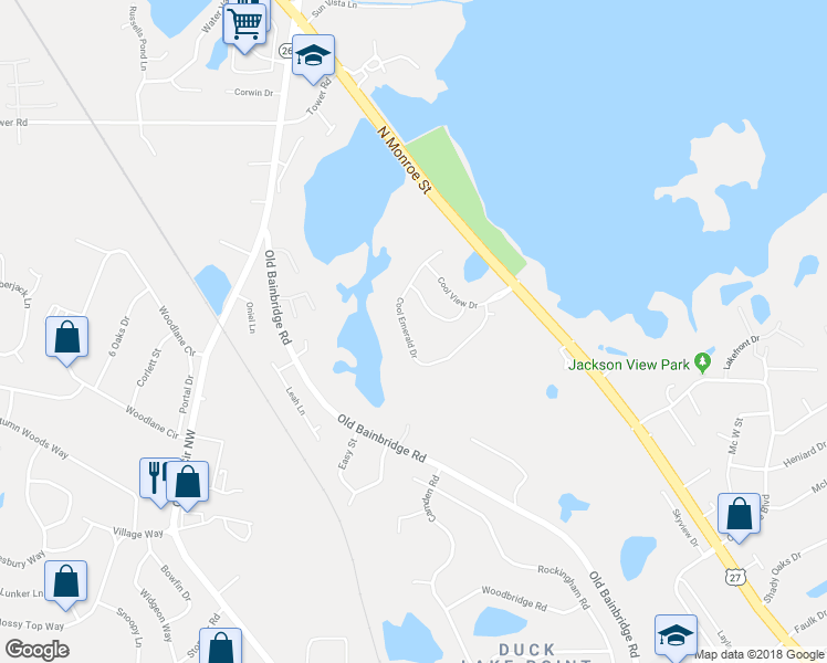 map of restaurants, bars, coffee shops, grocery stores, and more near 4357 Cool Emerald Drive in Tallahassee
