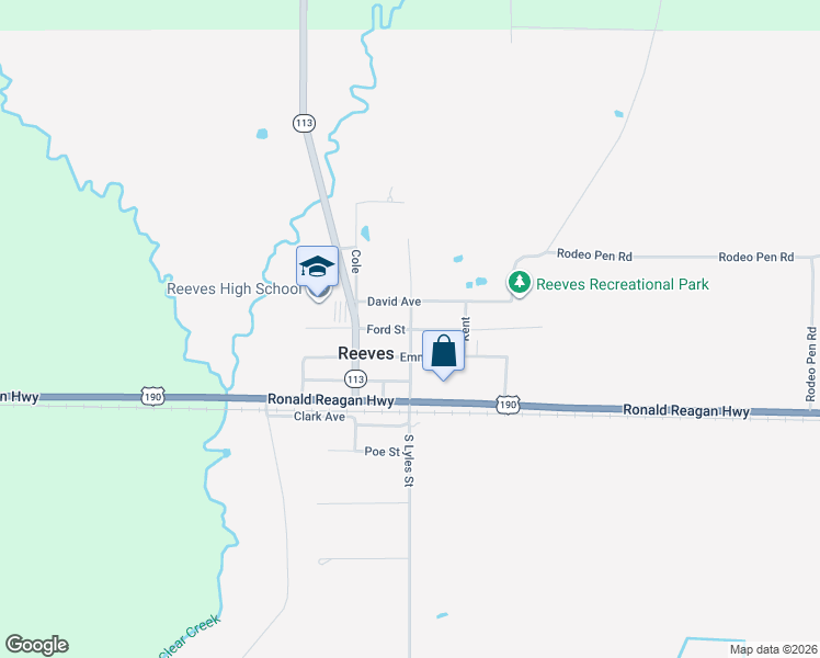 map of restaurants, bars, coffee shops, grocery stores, and more near 300 Ford Street in Reeves
