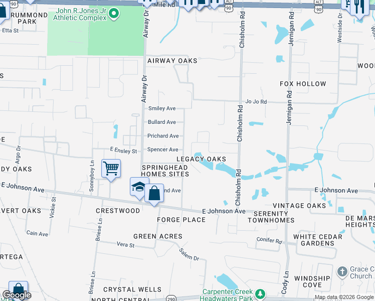 map of restaurants, bars, coffee shops, grocery stores, and more near 8650 Stockdale Avenue in Pensacola