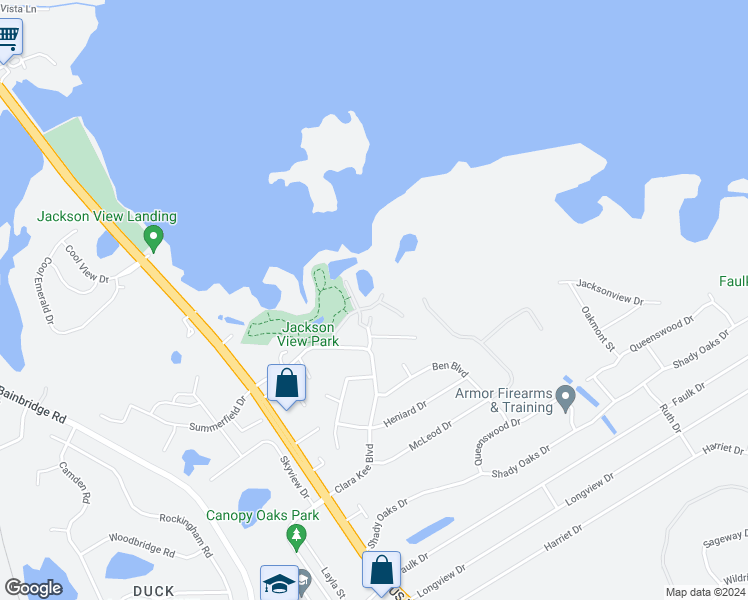 map of restaurants, bars, coffee shops, grocery stores, and more near 5001 Lakefront Drive in Tallahassee