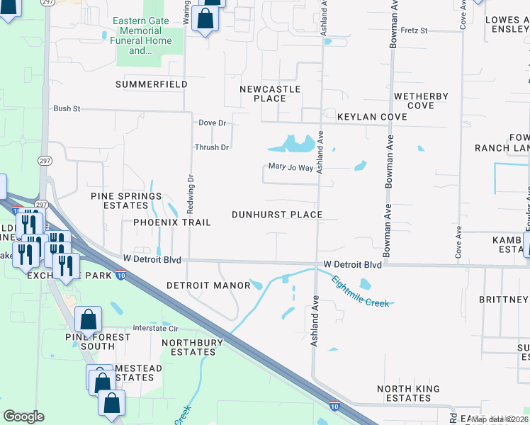 map of restaurants, bars, coffee shops, grocery stores, and more near 1848 Nestle Dr in Pensacola