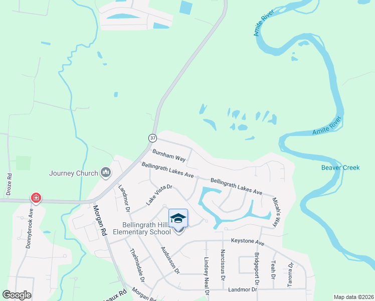 map of restaurants, bars, coffee shops, grocery stores, and more near 18227 Magnolia Bend Road in Central
