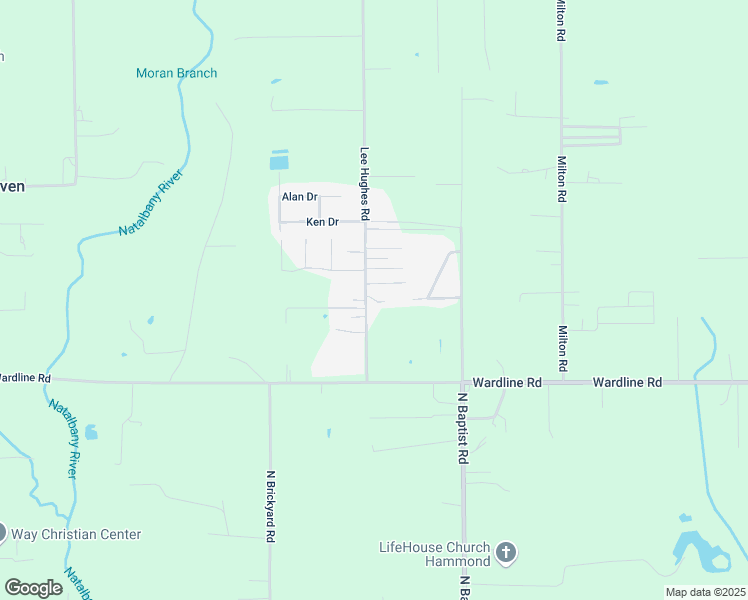 map of restaurants, bars, coffee shops, grocery stores, and more near 11599 Bridgewater Drive in Hammond