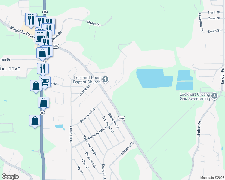 map of restaurants, bars, coffee shops, grocery stores, and more near 8482 Sharee Place in Denham Springs