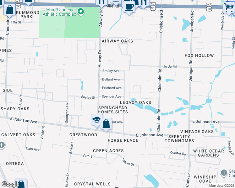 map of restaurants, bars, coffee shops, grocery stores, and more near 700 Spencer Avenue in Pensacola