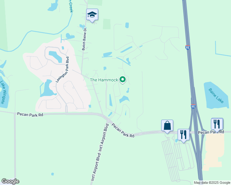 map of restaurants, bars, coffee shops, grocery stores, and more near 15787 Bainebridge Drive in Jacksonville