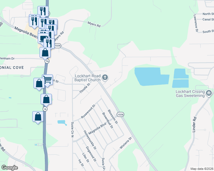 map of restaurants, bars, coffee shops, grocery stores, and more near 8482 Sharee Place in Denham Springs