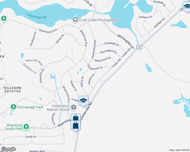 map of restaurants, bars, coffee shops, grocery stores, and more near 4141 Arklow Drive in Tallahassee