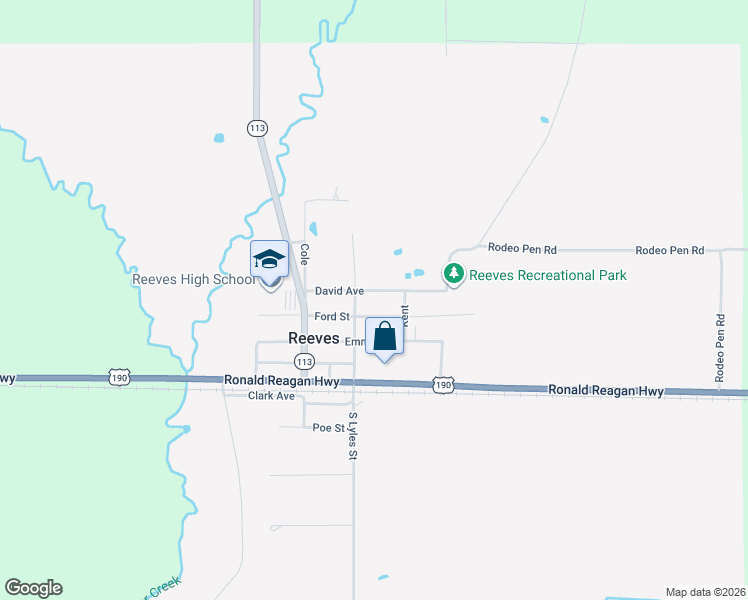 map of restaurants, bars, coffee shops, grocery stores, and more near 200-298 Ford Street in Reeves