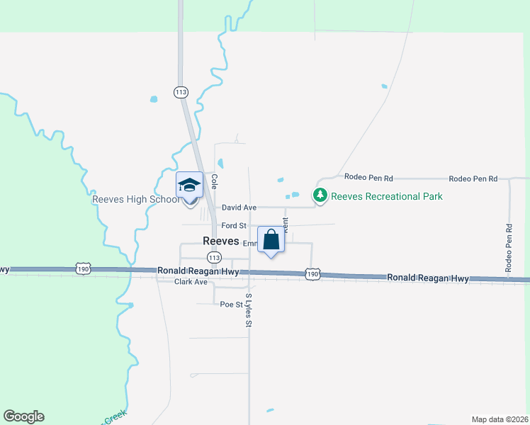 map of restaurants, bars, coffee shops, grocery stores, and more near 200-298 Ford Street in Reeves