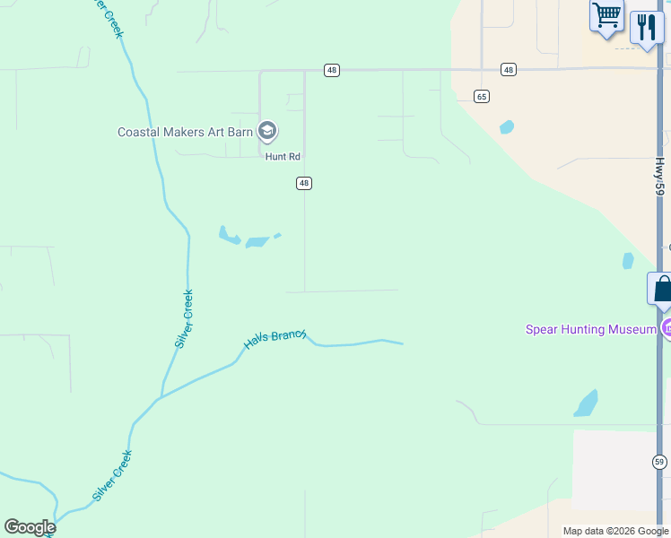 map of restaurants, bars, coffee shops, grocery stores, and more near 17389 County Road 48 in Robertsdale