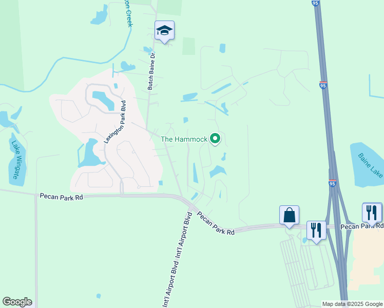 map of restaurants, bars, coffee shops, grocery stores, and more near 15834 Canoe Creek Drive in Jacksonville