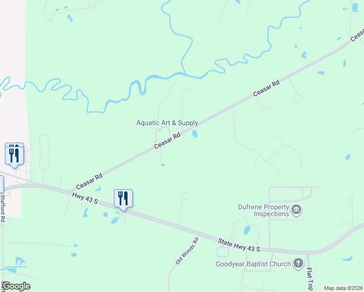 map of restaurants, bars, coffee shops, grocery stores, and more near 278 Ceasar Road in Picayune