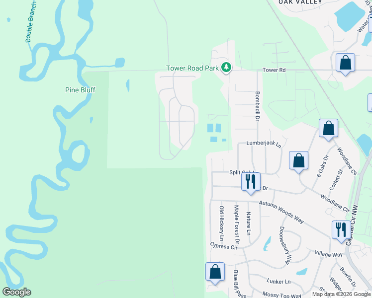 map of restaurants, bars, coffee shops, grocery stores, and more near 4660 Rivers Landing Way in Tallahassee