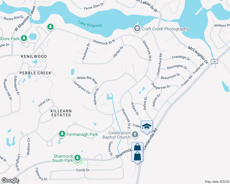 map of restaurants, bars, coffee shops, grocery stores, and more near 3207 Shamrock Street East in Tallahassee