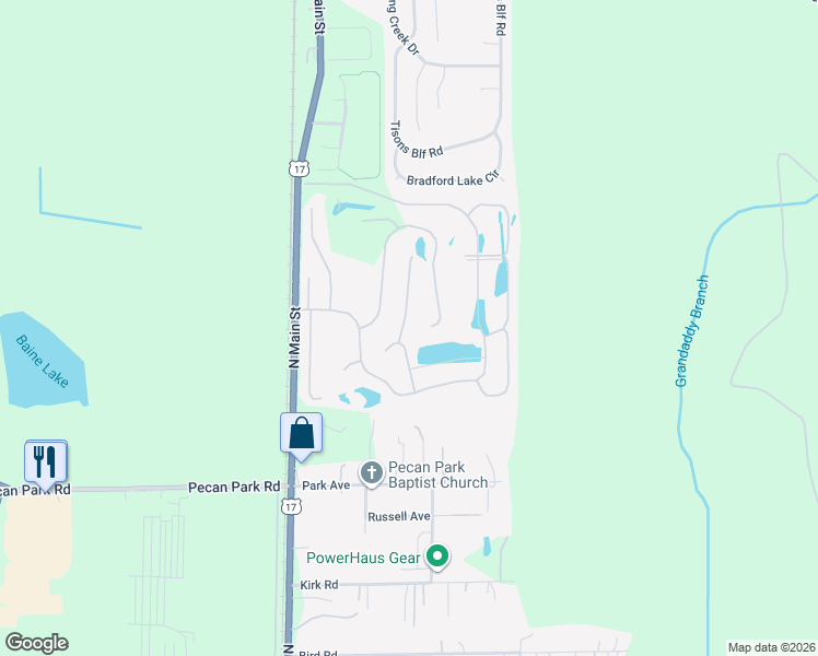 map of restaurants, bars, coffee shops, grocery stores, and more near 15733 Pinyon Lane in Jacksonville