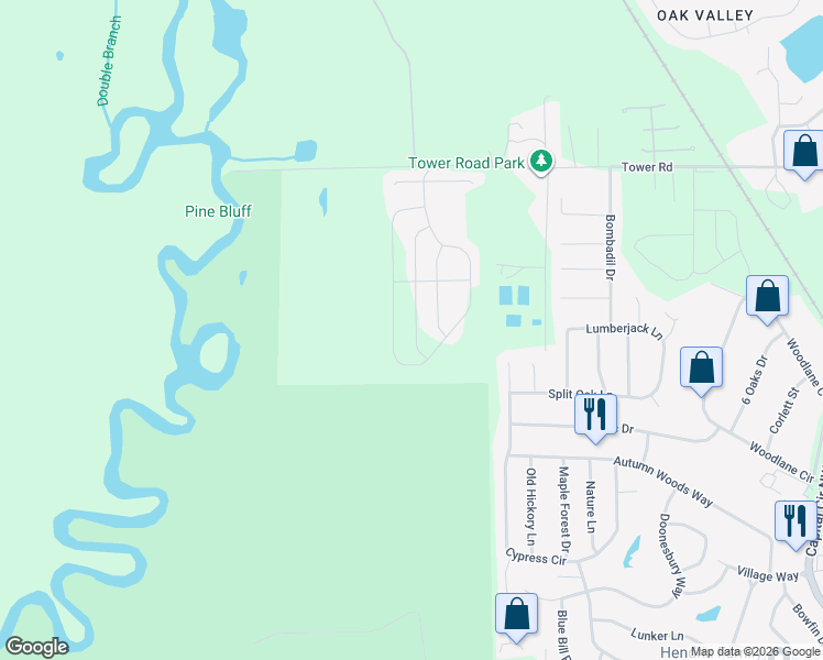 map of restaurants, bars, coffee shops, grocery stores, and more near 6508 Rivers Bank Way in Tallahassee