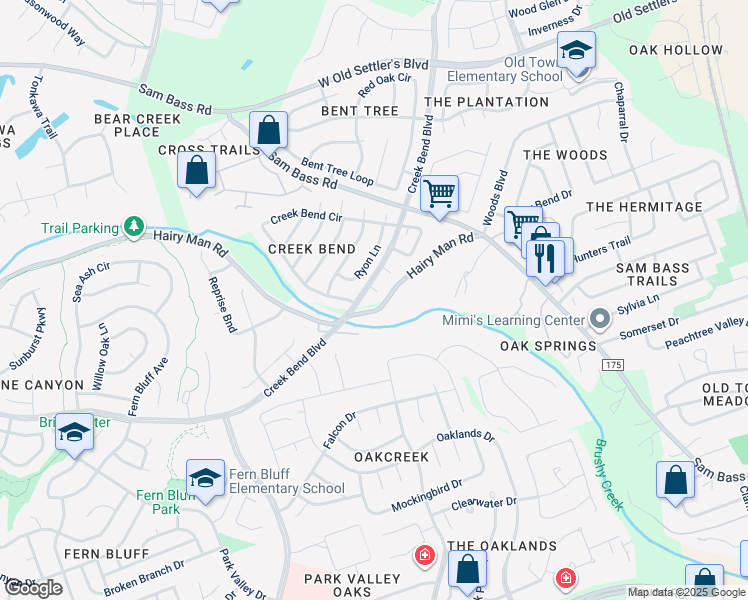 map of restaurants, bars, coffee shops, grocery stores, and more near 2301-2303 Pena Cove in Round Rock