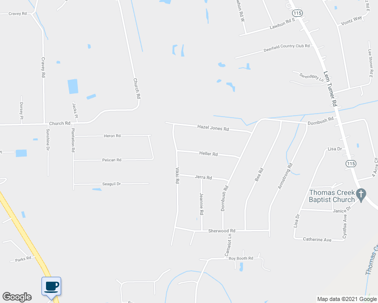 map of restaurants, bars, coffee shops, grocery stores, and more near 3839 Heller Road in Callahan
