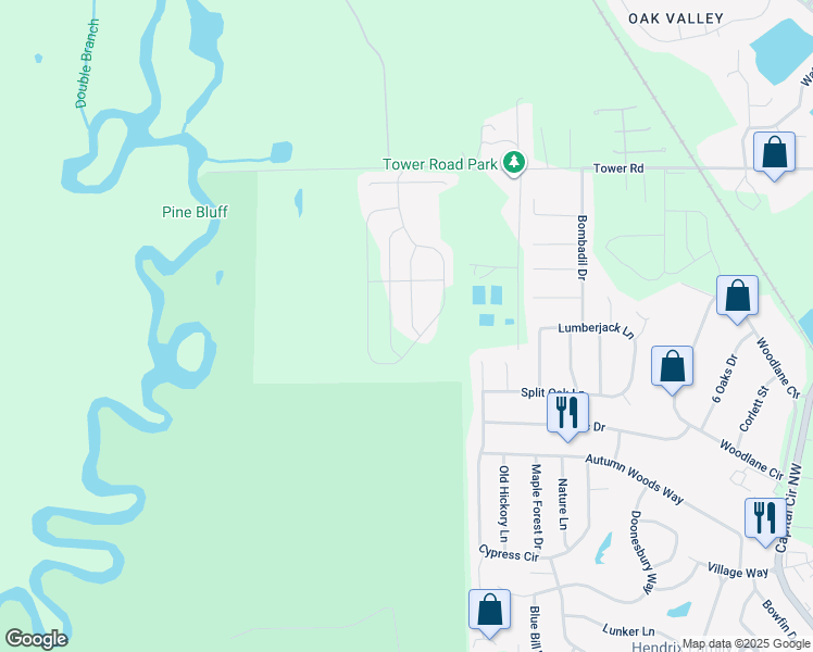map of restaurants, bars, coffee shops, grocery stores, and more near 4660 Rivers Landing Way in Tallahassee