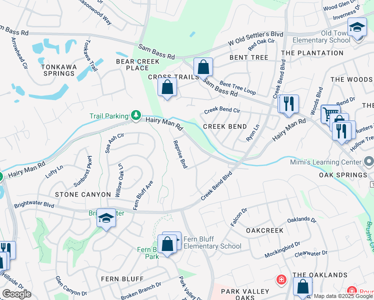 map of restaurants, bars, coffee shops, grocery stores, and more near 2532 Soprano Way in Austin