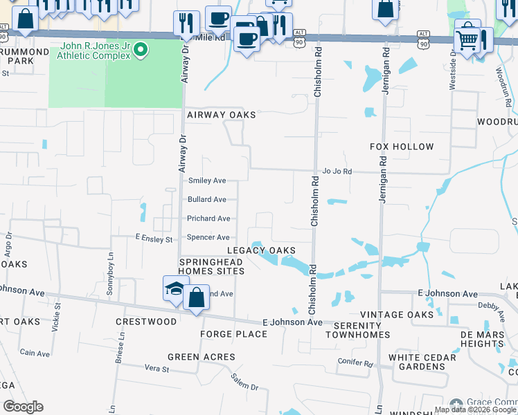 map of restaurants, bars, coffee shops, grocery stores, and more near 908 Legacy Oaks Drive in Pensacola