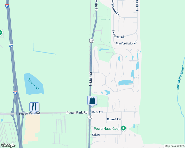 map of restaurants, bars, coffee shops, grocery stores, and more near 15684 Moss Hollow Drive in Jacksonville
