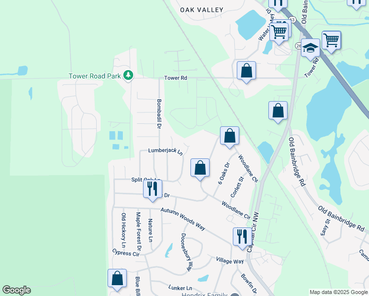 map of restaurants, bars, coffee shops, grocery stores, and more near 6328 South Placid Place in Tallahassee