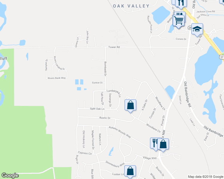 map of restaurants, bars, coffee shops, grocery stores, and more near 5712 Lumberjack Lane in Tallahassee