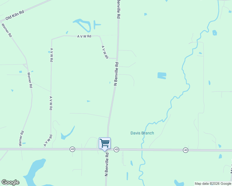 map of restaurants, bars, coffee shops, grocery stores, and more near 24160-24238 North Benville Road in Picayune