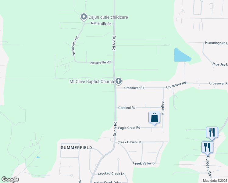 map of restaurants, bars, coffee shops, grocery stores, and more near 31414 Dunn Road in Denham Springs