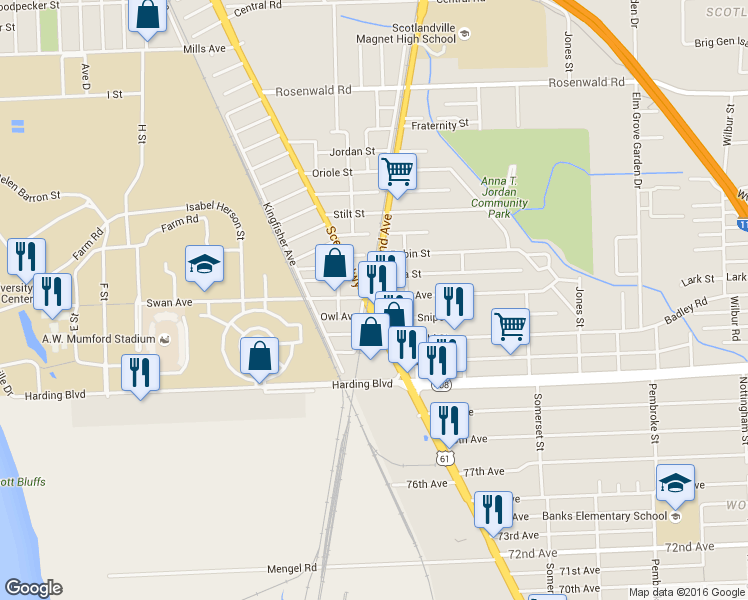 map of restaurants, bars, coffee shops, grocery stores, and more near 8372 Scotland Avenue in Baton Rouge