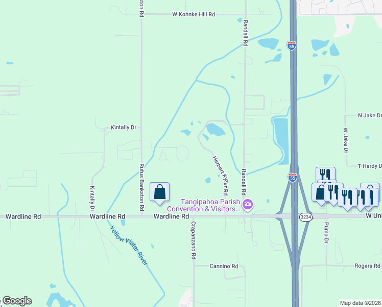 map of restaurants, bars, coffee shops, grocery stores, and more near 13080 Quick Boulevard in Hammond
