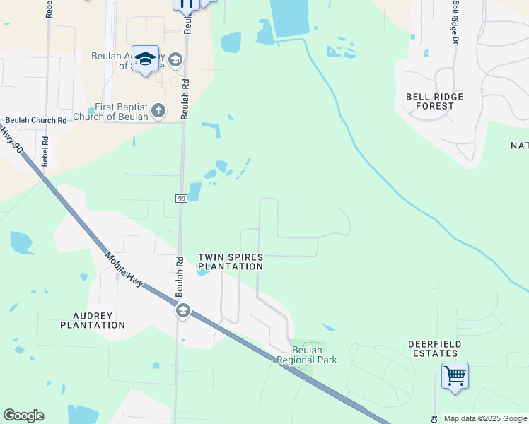 map of restaurants, bars, coffee shops, grocery stores, and more near 5993 Huntington Creek Boulevard in Pensacola
