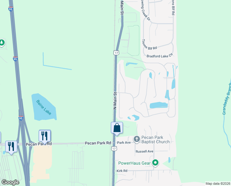 map of restaurants, bars, coffee shops, grocery stores, and more near 15684 Moss Hollow Drive in Jacksonville