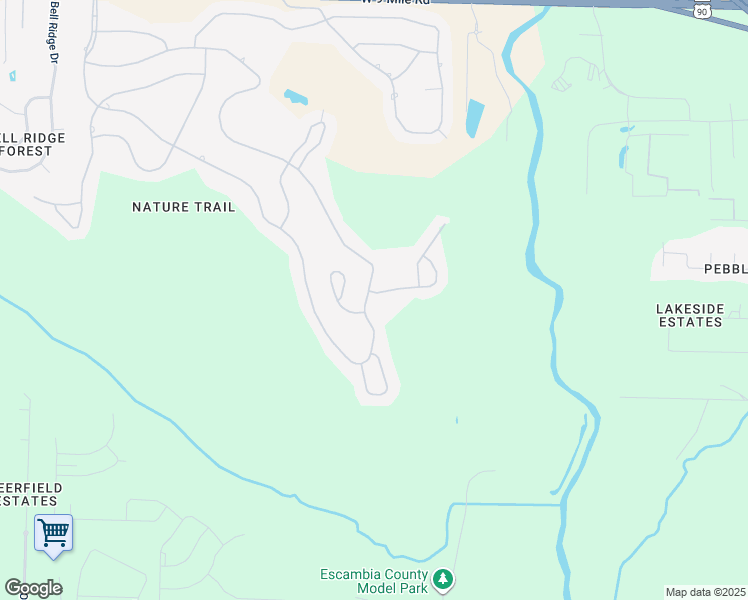 map of restaurants, bars, coffee shops, grocery stores, and more near 8506 Foxtail Loop in Pensacola