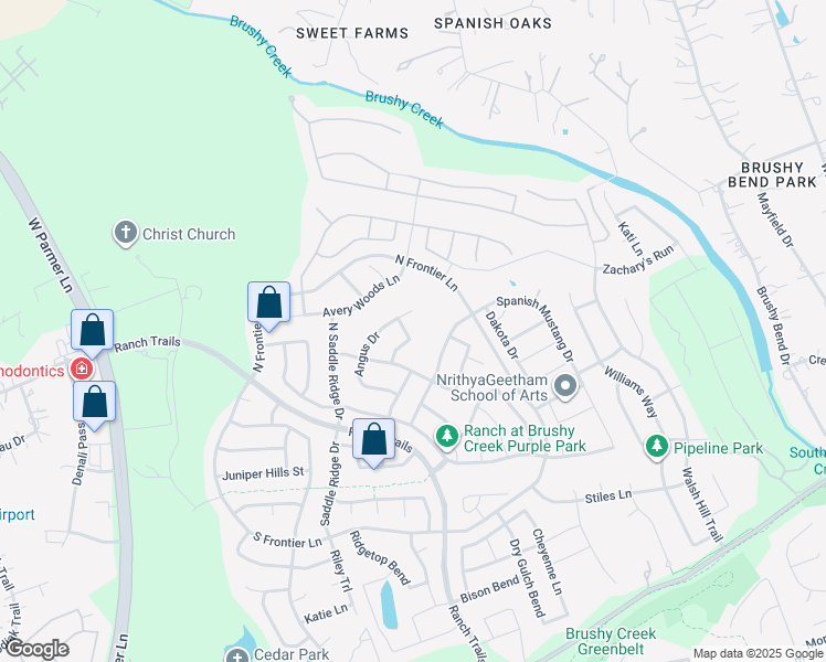 map of restaurants, bars, coffee shops, grocery stores, and more near 210 Belgian Bend in Cedar Park