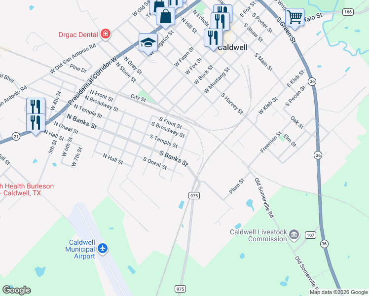 map of restaurants, bars, coffee shops, grocery stores, and more near 400 South Temple Street in Caldwell