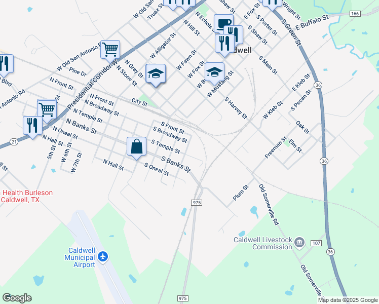 map of restaurants, bars, coffee shops, grocery stores, and more near 400 South Temple Street in Caldwell