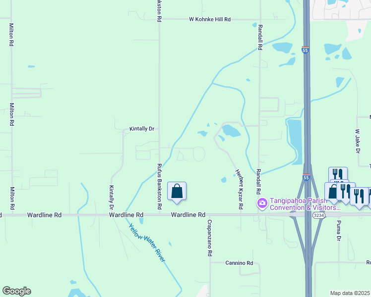 map of restaurants, bars, coffee shops, grocery stores, and more near 13054 Quick Boulevard in Hammond
