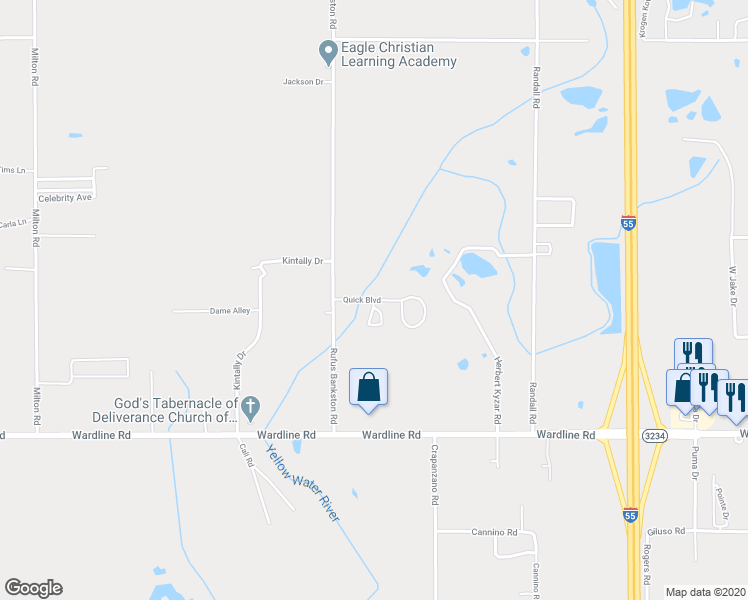 map of restaurants, bars, coffee shops, grocery stores, and more near 13061 Quick Boulevard in Hammond