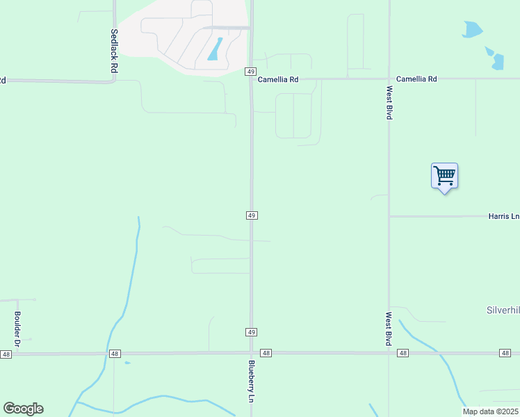 map of restaurants, bars, coffee shops, grocery stores, and more near 20508 County Road 49 in Silverhill