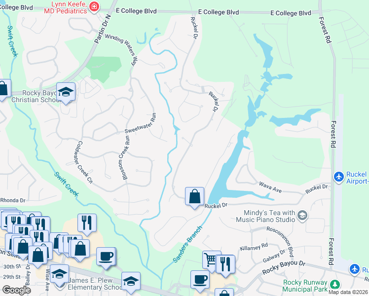 map of restaurants, bars, coffee shops, grocery stores, and more near 465 Ruckel Drive in Niceville
