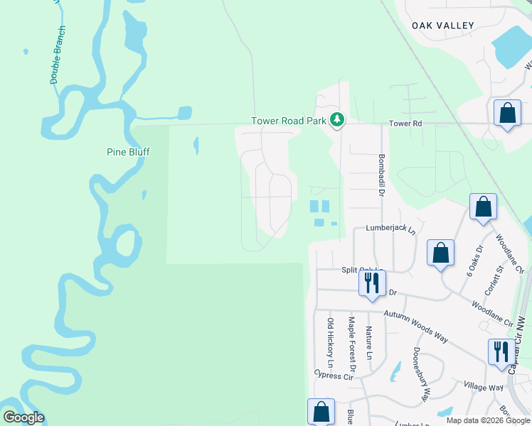 map of restaurants, bars, coffee shops, grocery stores, and more near 4660 Rivers Landing Way in Tallahassee